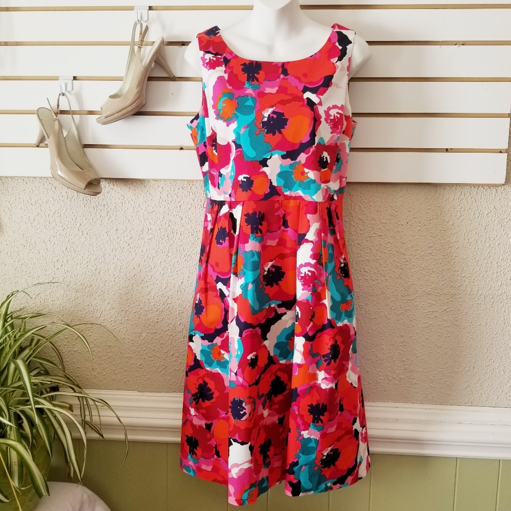 Rafaella poppy print sleeveless dress size 8
